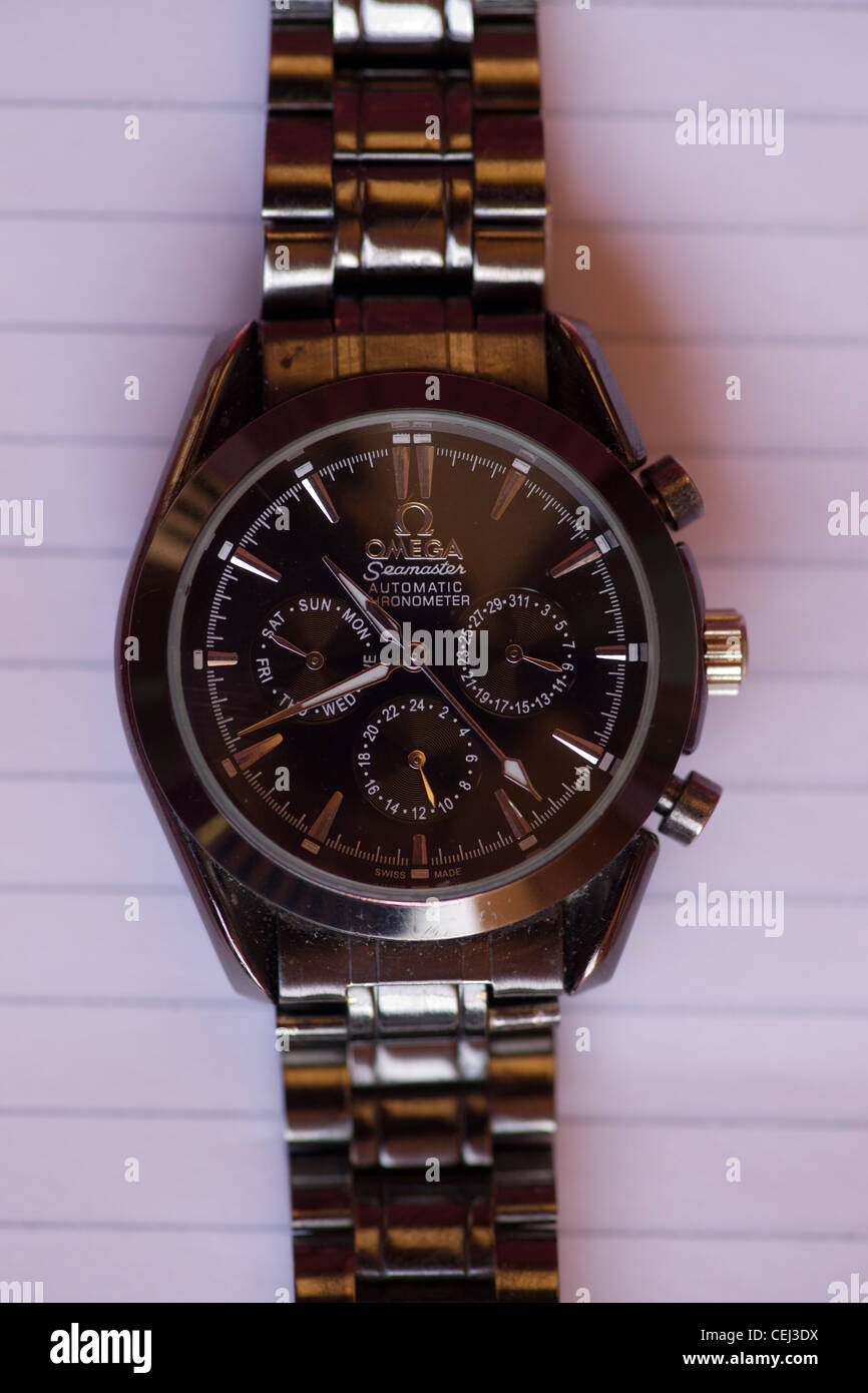 A copy of an Omega seamaster watch. A fake watch Stock Photo Alamy