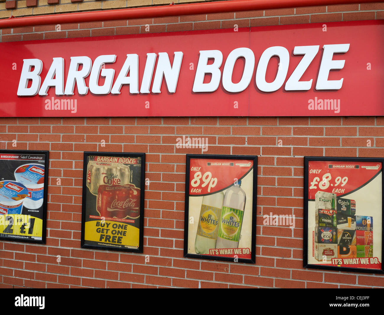 Bargain Booze sign on outside wall Stock Photo Alamy