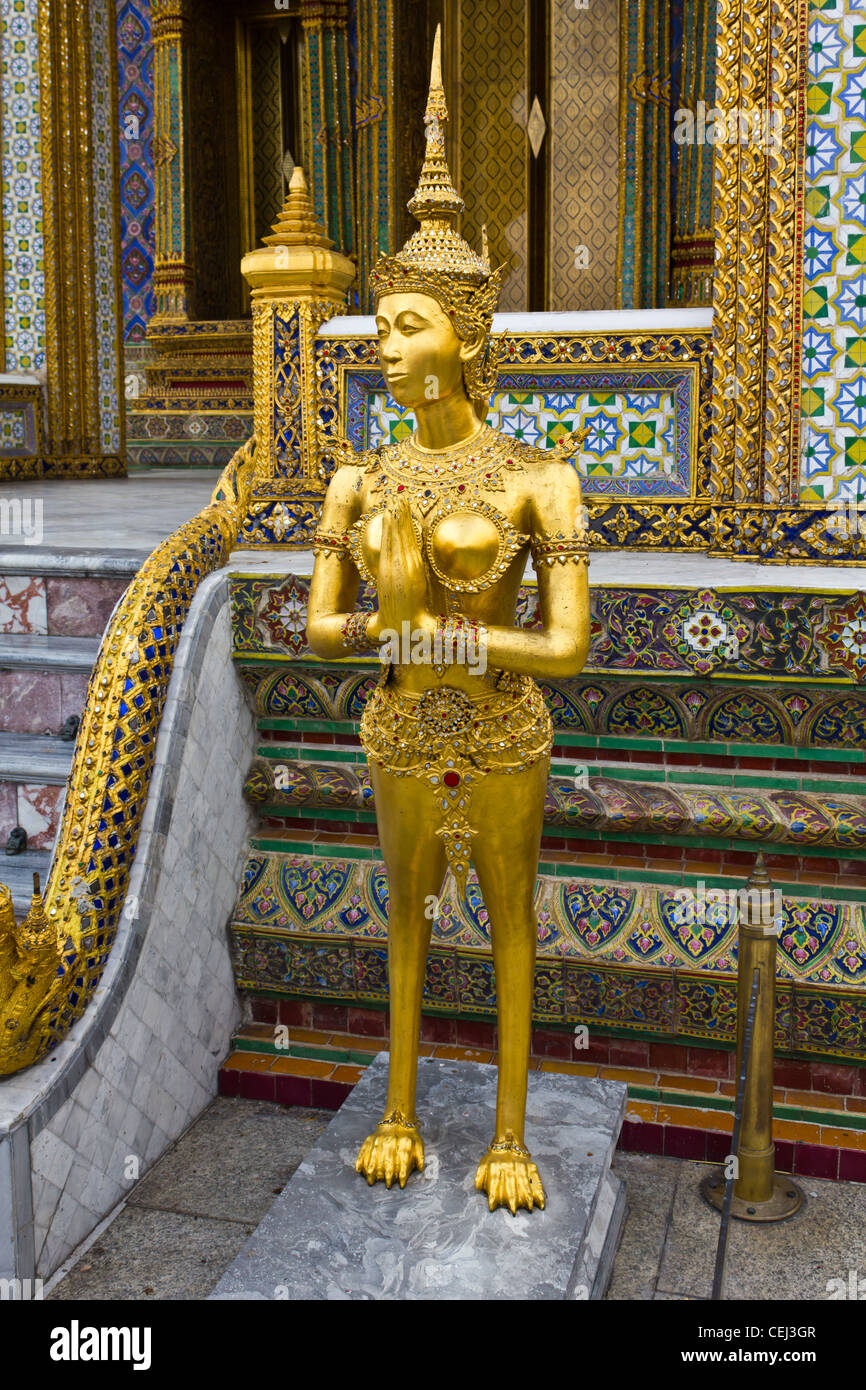 kinaree a mythology figure, is watching the temple in the Grand Palace Bangkok Thailand Stock Photo