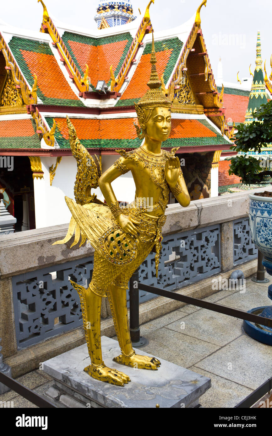 kinaree a mythology figure, is watching the temple in the Grand Palace Bangkok Thailand Stock Photo