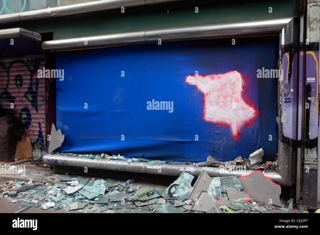greece athens stadiou street a store looted after riots Stock Photo