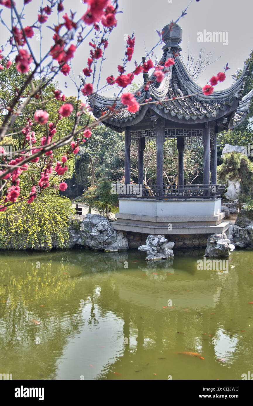 Pagoda at Yan Family garden - Mudu near Suzhou (China) Stock Photo