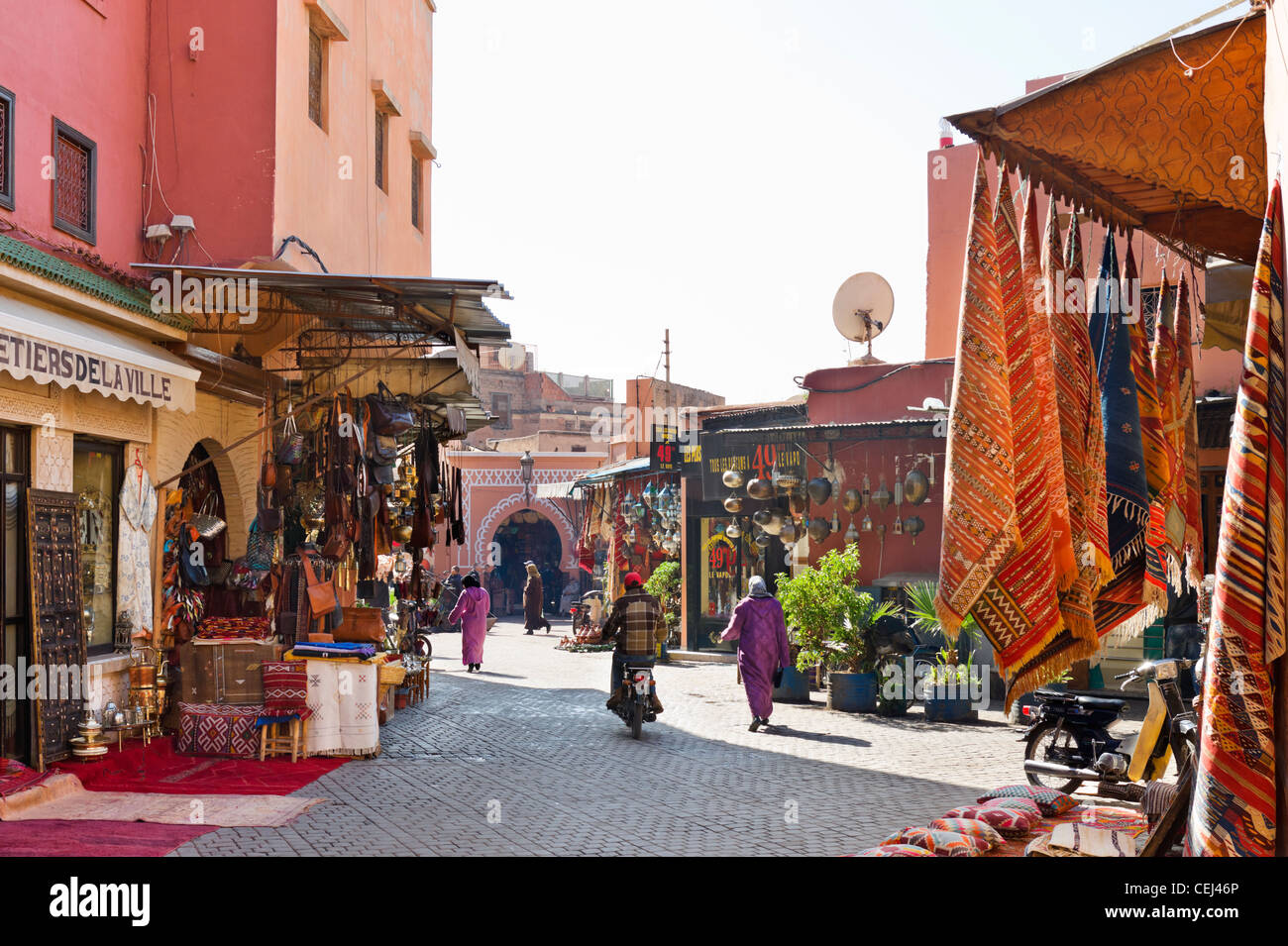 Shops on Souk Chaaria, Medina, Marrakech, Morocco, North Africa Stock Photo