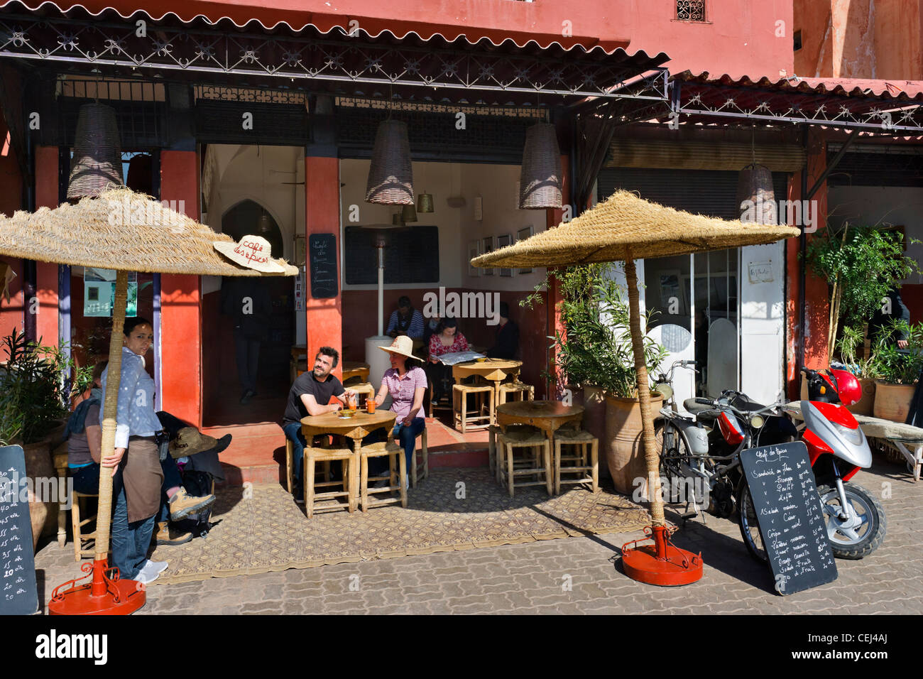 The Cafe des Epices in Rahba Kedima (Place des Epices), Medina, Marrakech, Morocco, North Africa Stock Photo