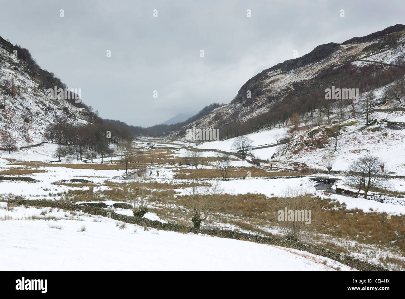 Watendlath Valley in winter Stock Photo