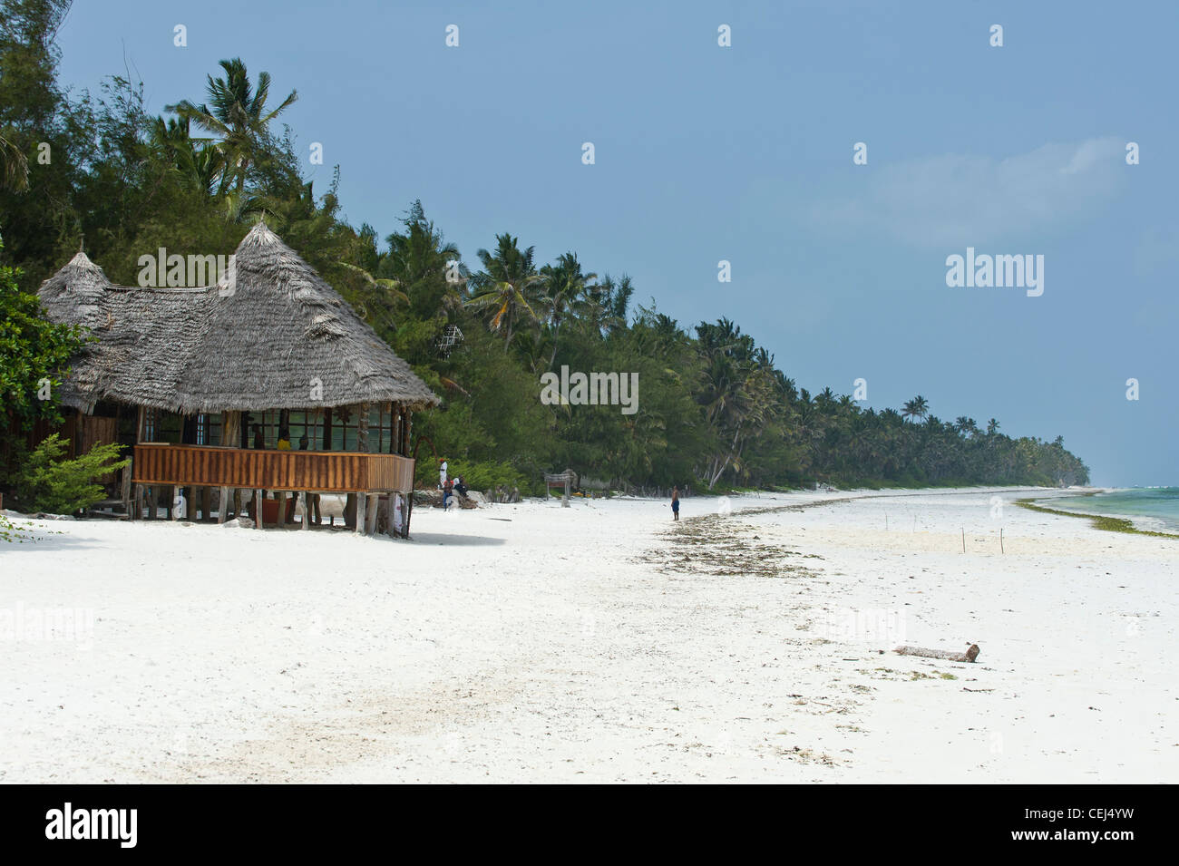 Restaurant on the beach in Bwejuu Zanzibar Tanzania Stock Photo