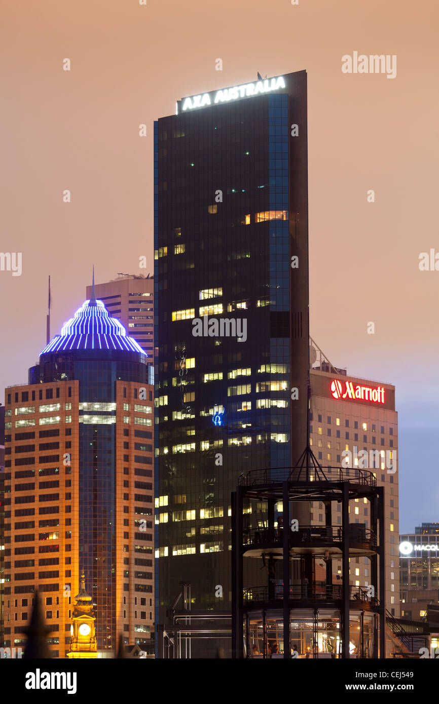 view of downtown Sydney at dusk, Australia Stock Photo