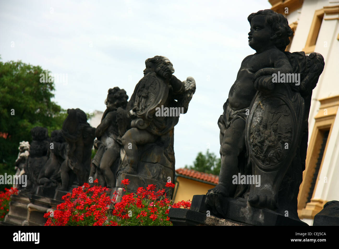old boy statues in prague, czech Stock Photo