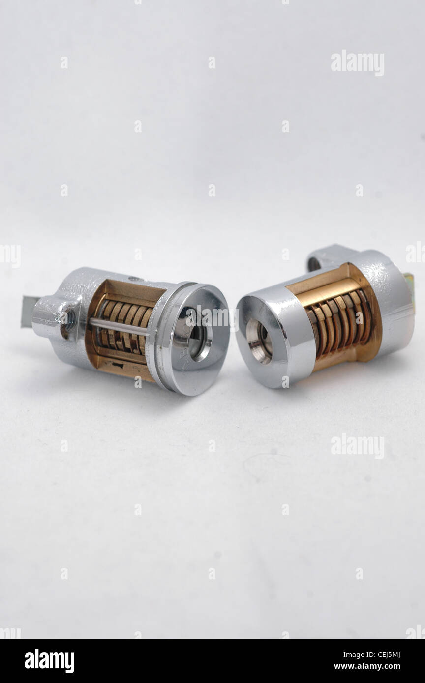 Abloy Classic and High Profile Cutaway Cylinder Locks Stock Photo
