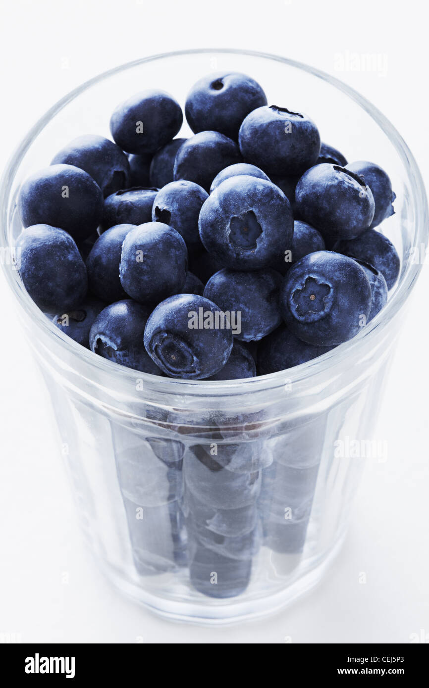 close up of Blueberries in a glass Stock Photo