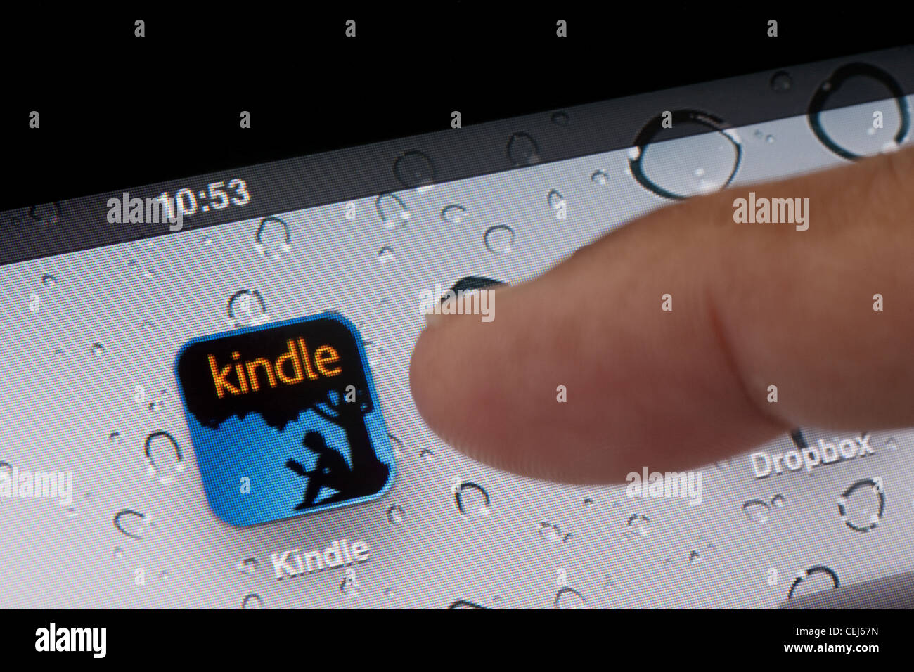 Close up of icon for the Kindle app on an iPad Stock Photo