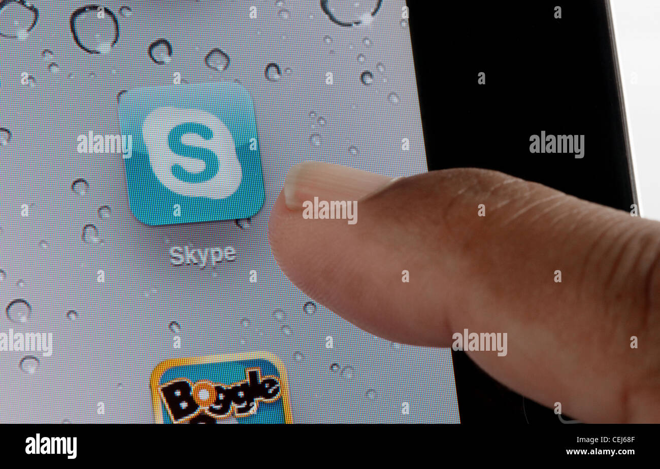 Close up of icon for the Skype app on an iPad Stock Photo