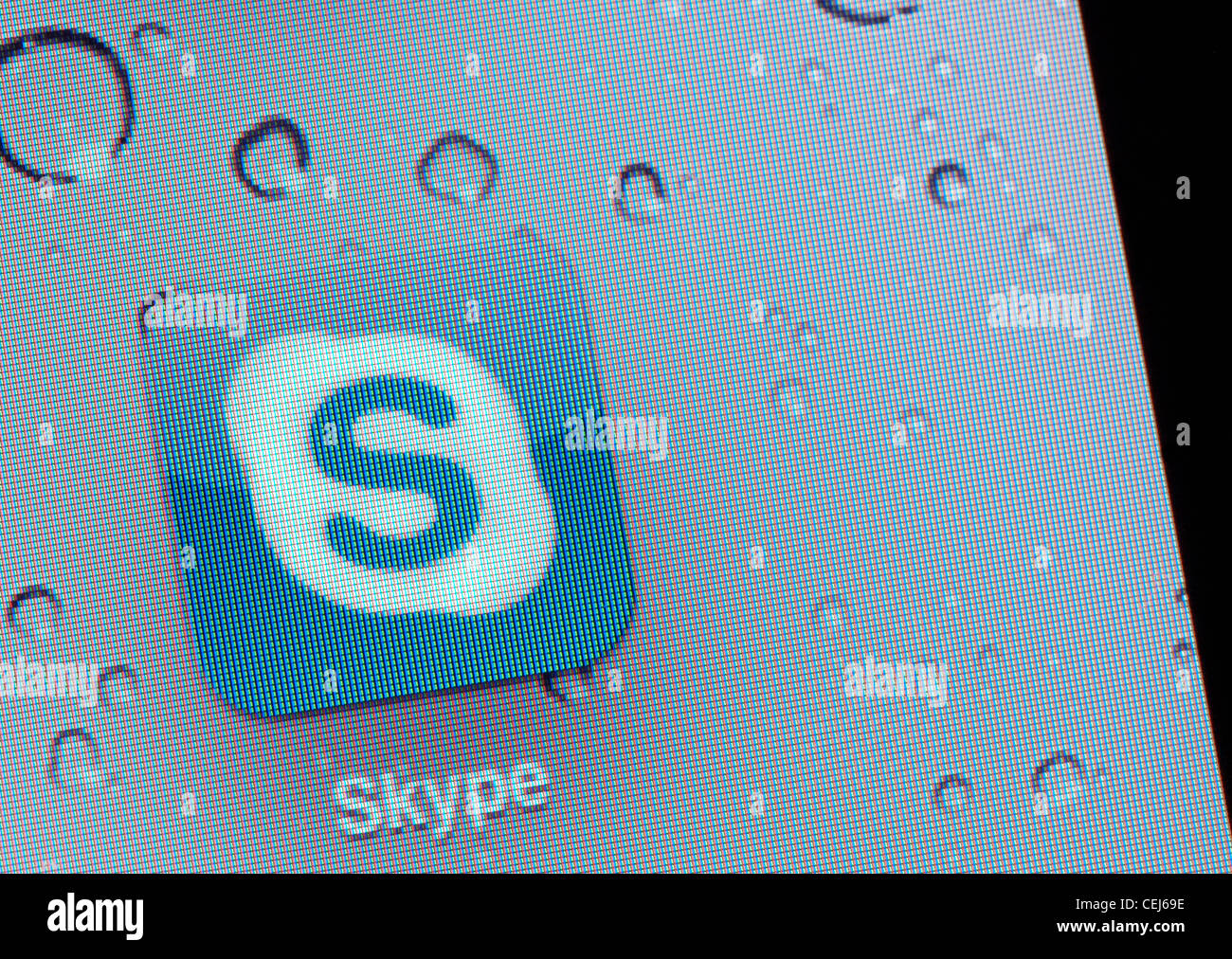 Close up of icon for the Skype app on an iPad Stock Photo