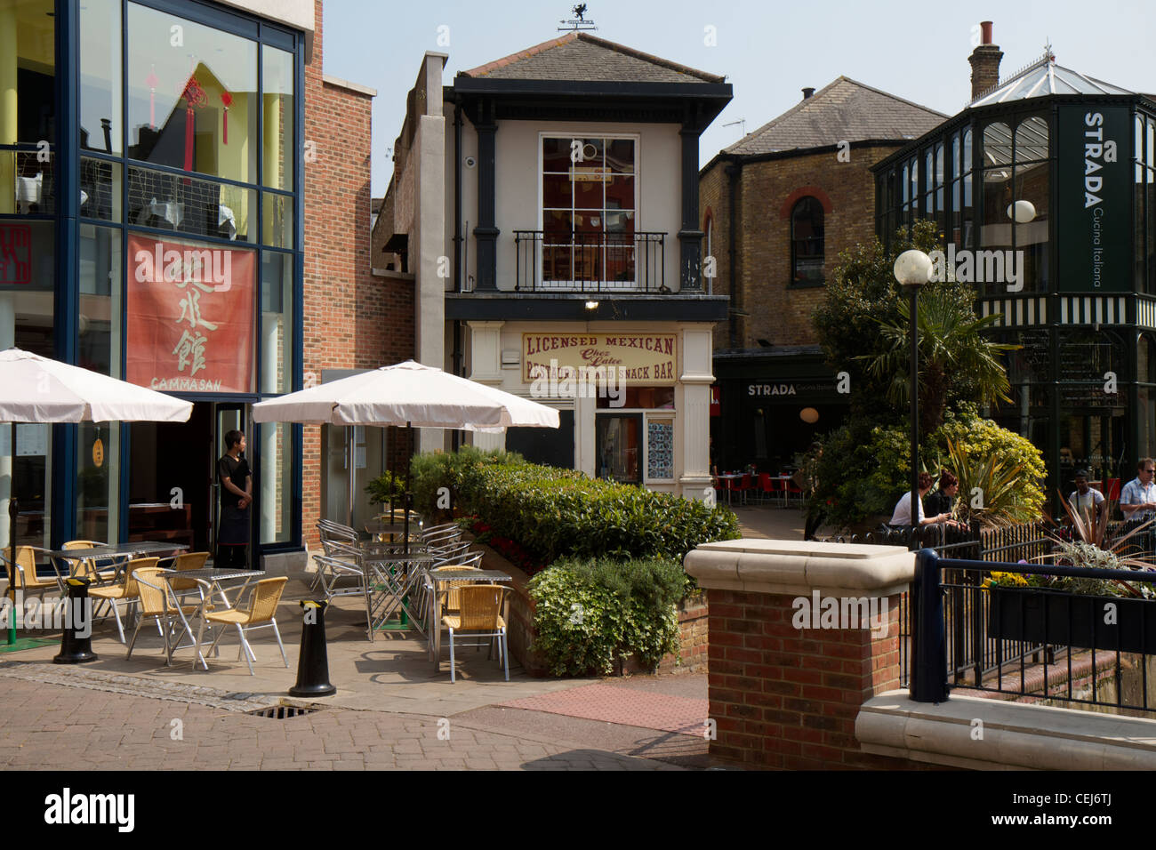 Restaurants  and café's in the Charter Quay area of Kingston upon Thames Stock Photo