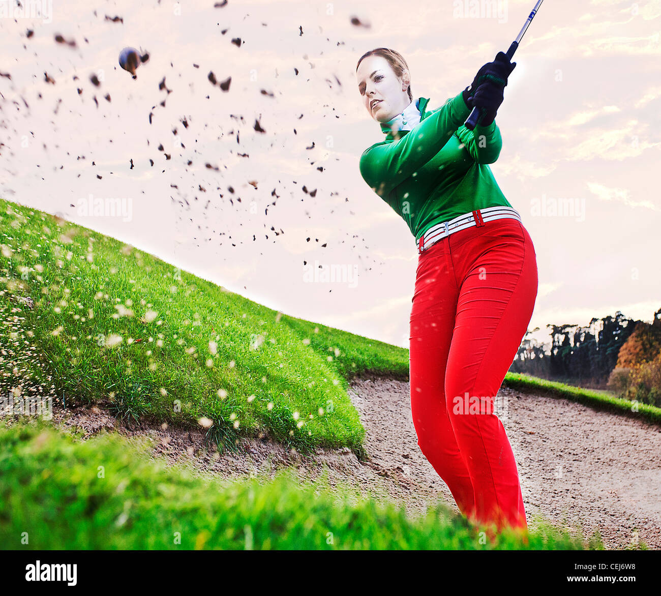 Playing golf Stock Photo