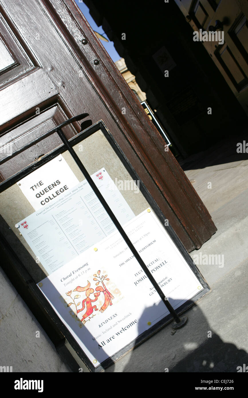 Welcome sign at the queens college, oxford, england Stock Photo - Alamy