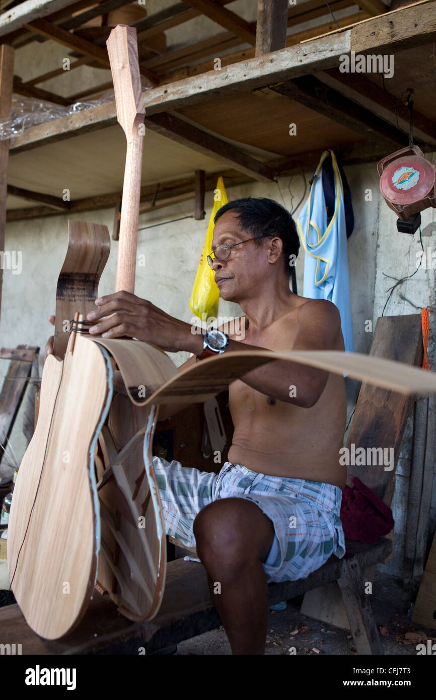 Traditional guitar makers,Lapu Lapu,Mactan Cebu,Philippines Stock Photo