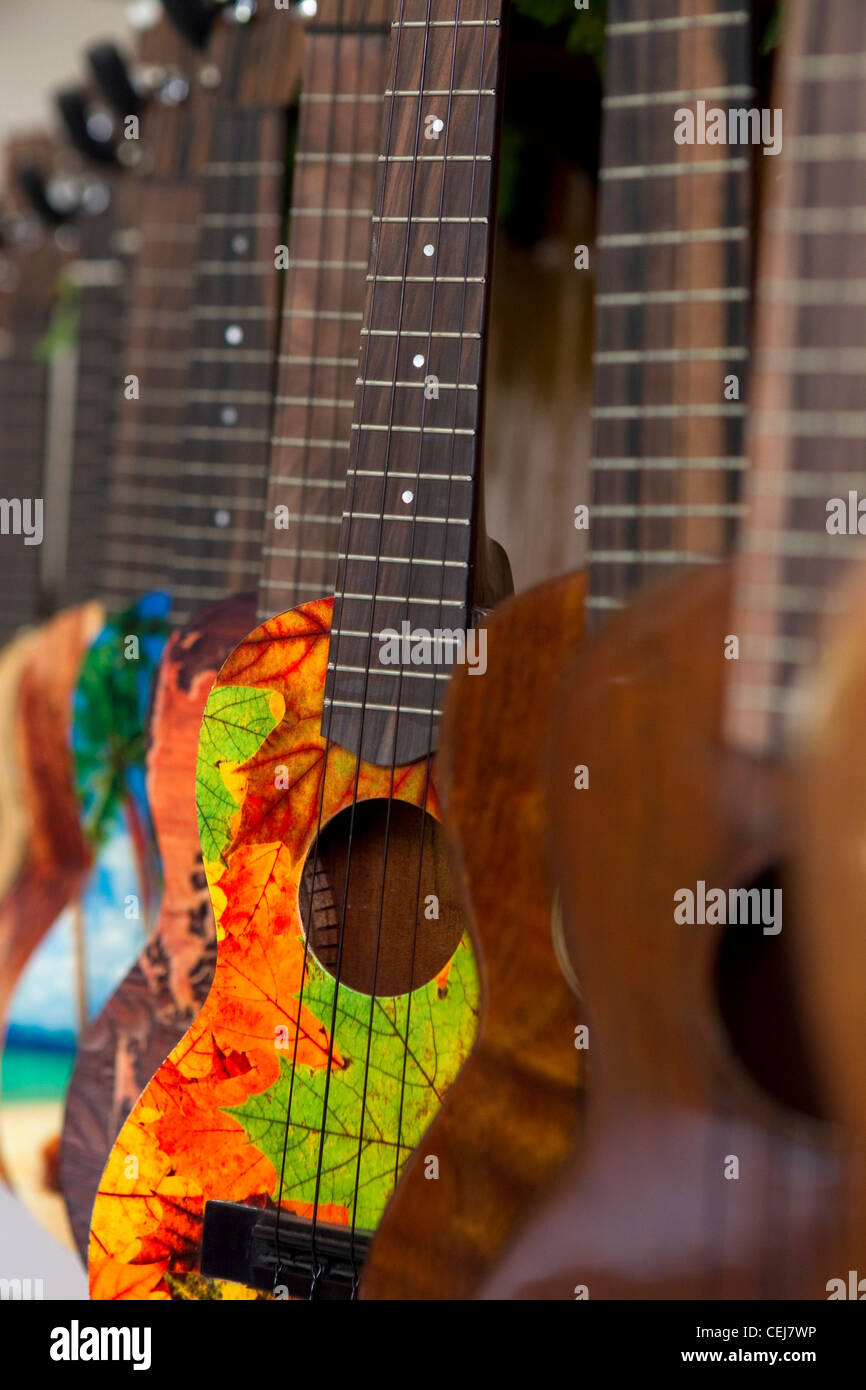 Traditional acoustic guitars,Lapu Lapu,Mactan Cebu,Philippines Stock Photo