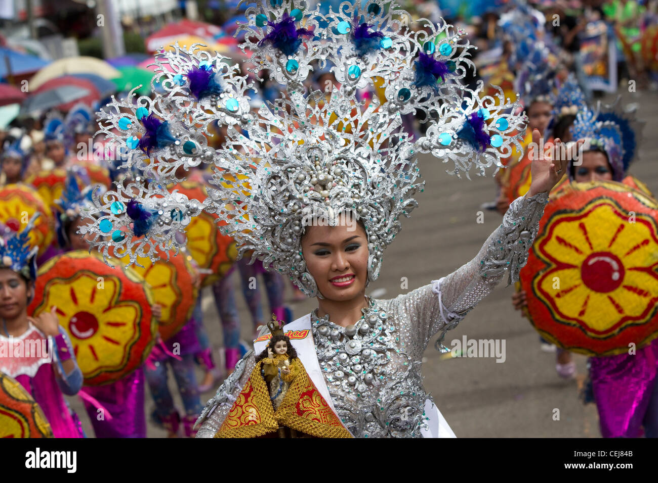 Street dancers performing in Sinulog Grande Parade 2012 Stock Photo