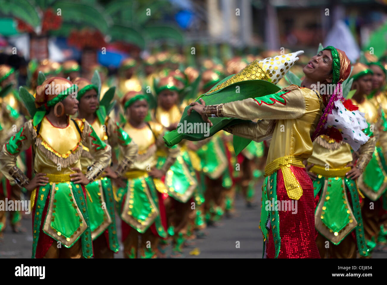 Street dancers performing in Sinulog Grande Parade 2012 Stock Photo