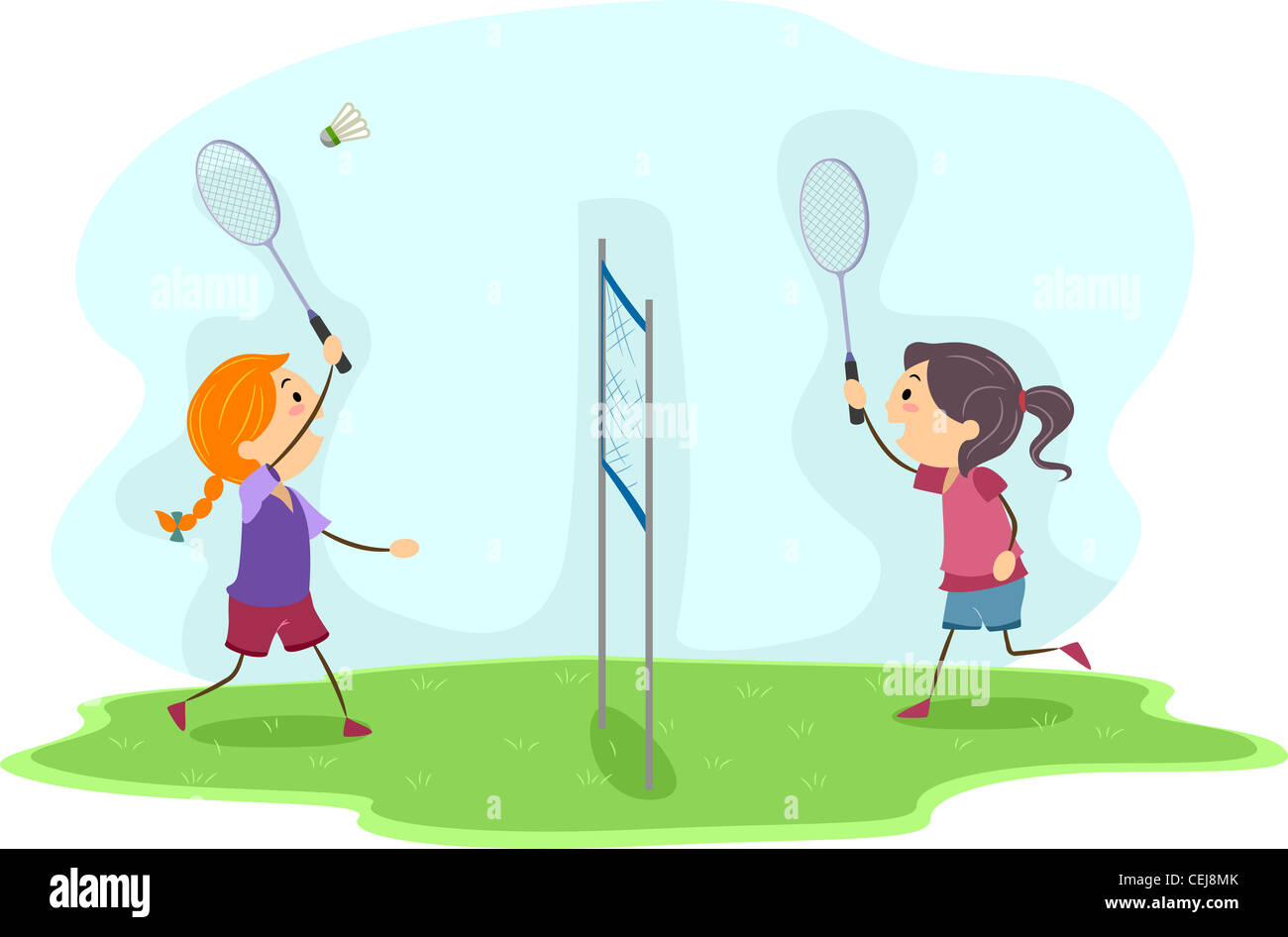 Illustration girls playing badminton hi-res stock photography and images -  Alamy