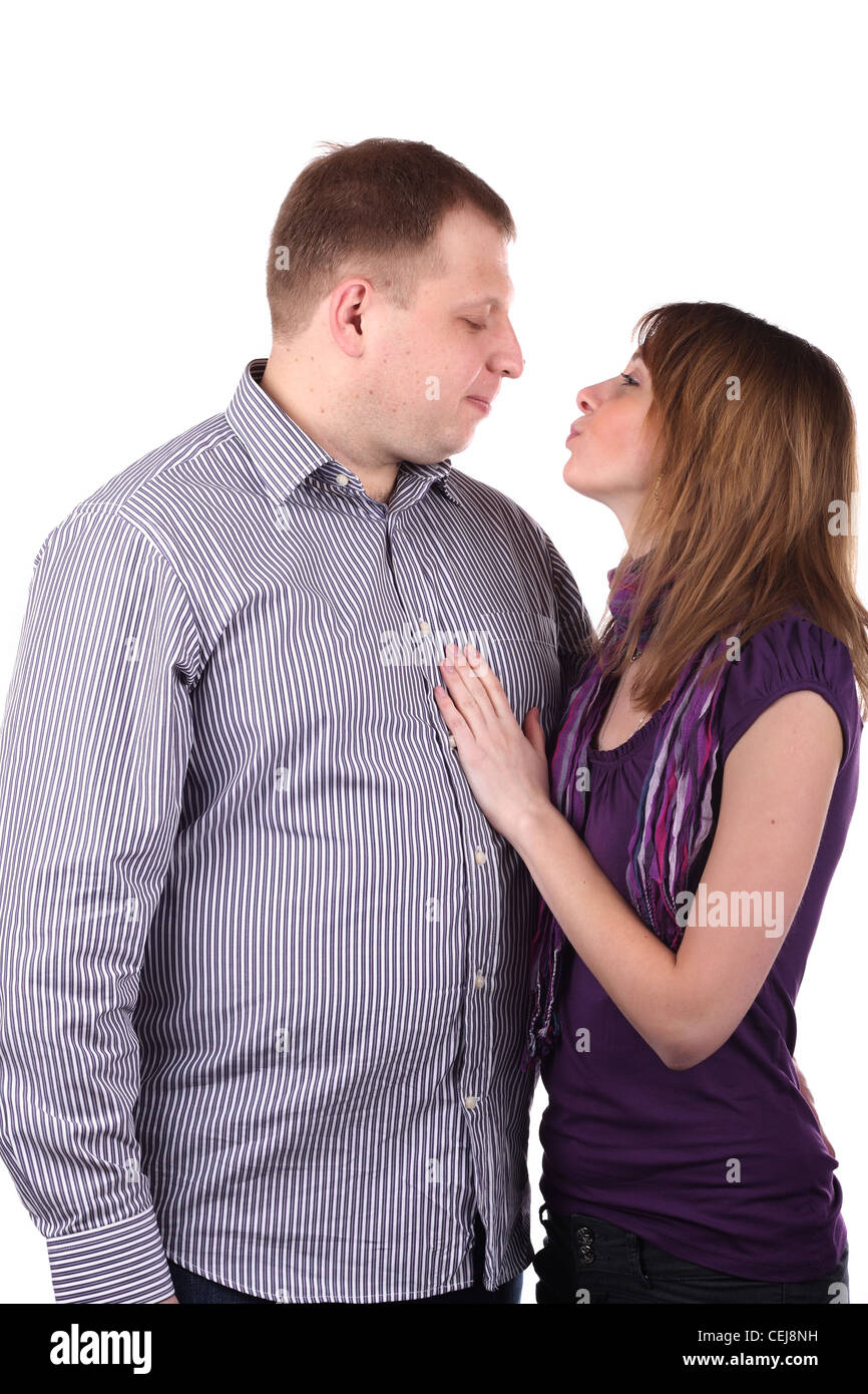 Young Lovely couple isolated on the white background Stock Photo - Alamy