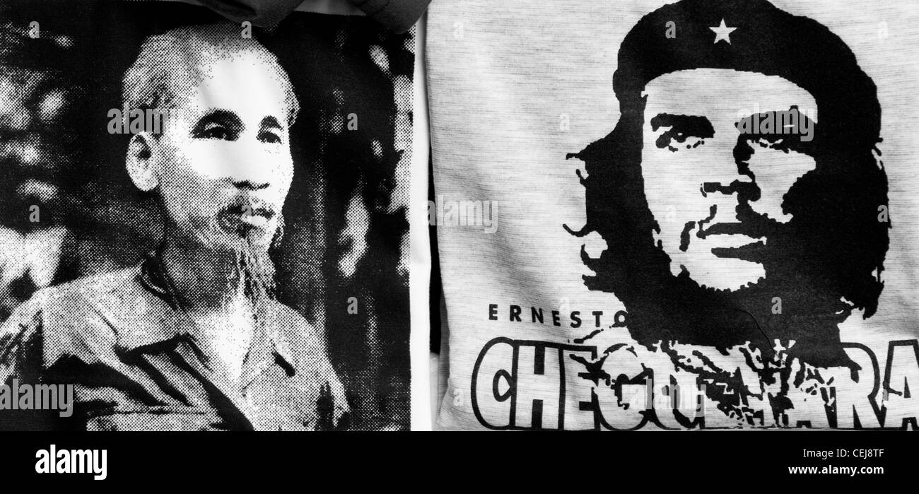 Ho Chi Minh and Che Guevara printed on T-shirts in a shop in Saigon, Viet Nam Stock Photo