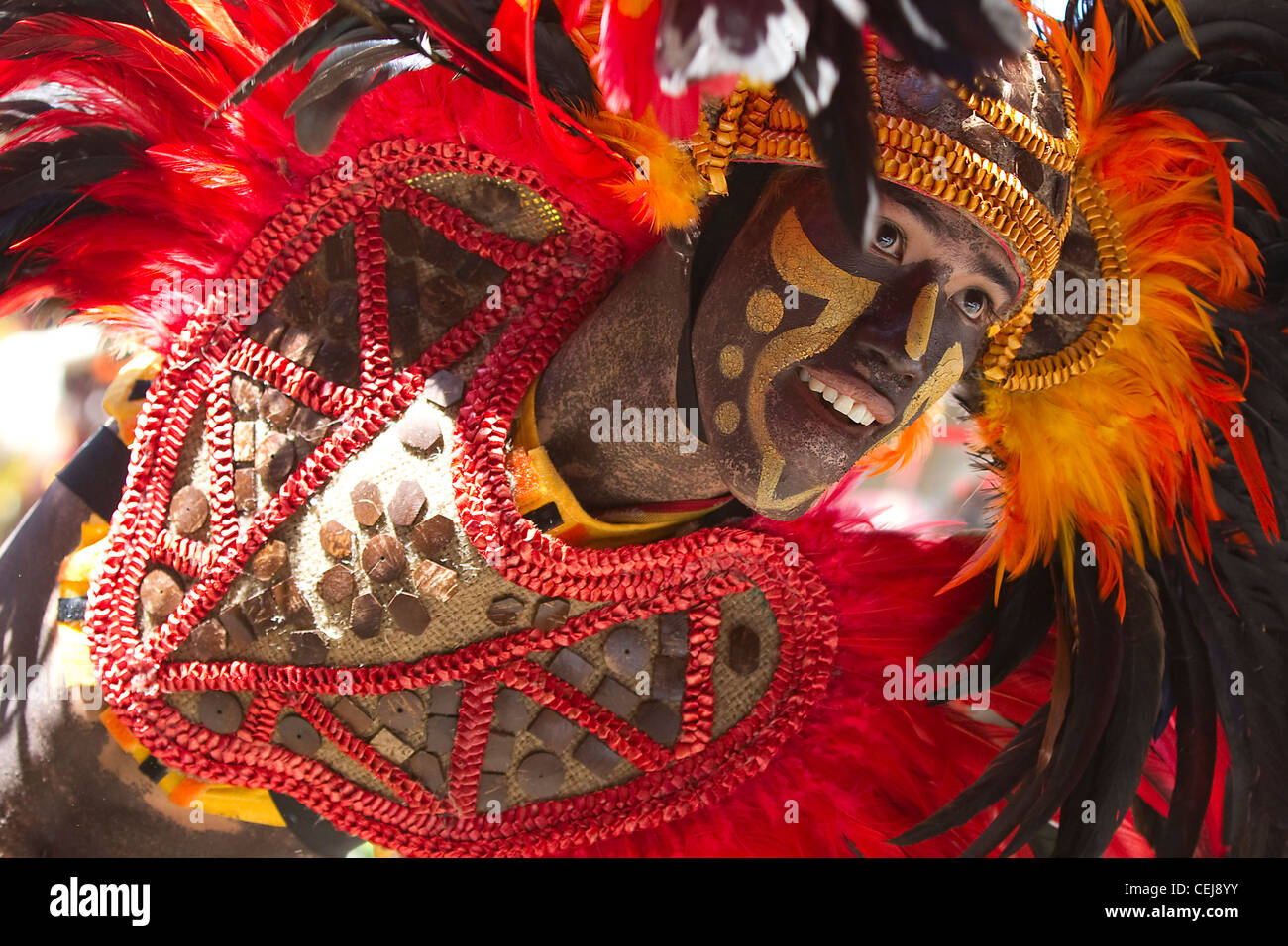 Tribal dancer,Dinagyang festival 2012,Iloilo City,Philippines Stock Photo