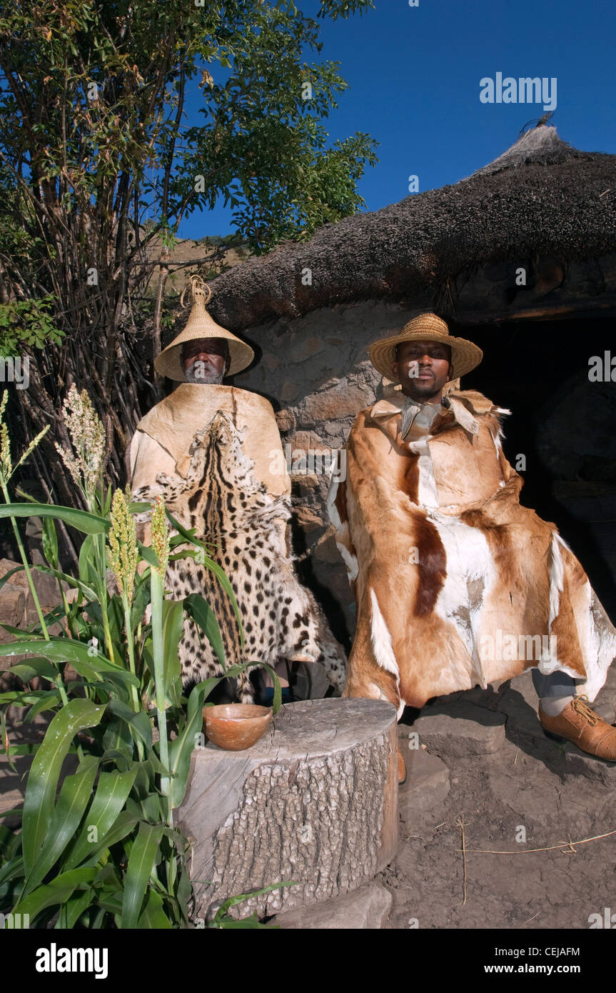 Two men at Basotho Cultural Village,Qwa Qwa,Eastern Free State Province Stock Photo