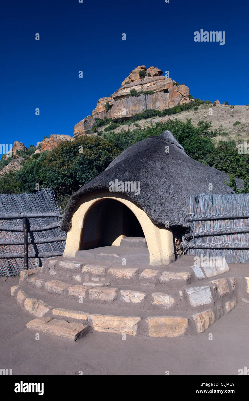Traditional hut at Basotho Cultural Village,Qwa Qwa,Eastern Free State Province Stock Photo