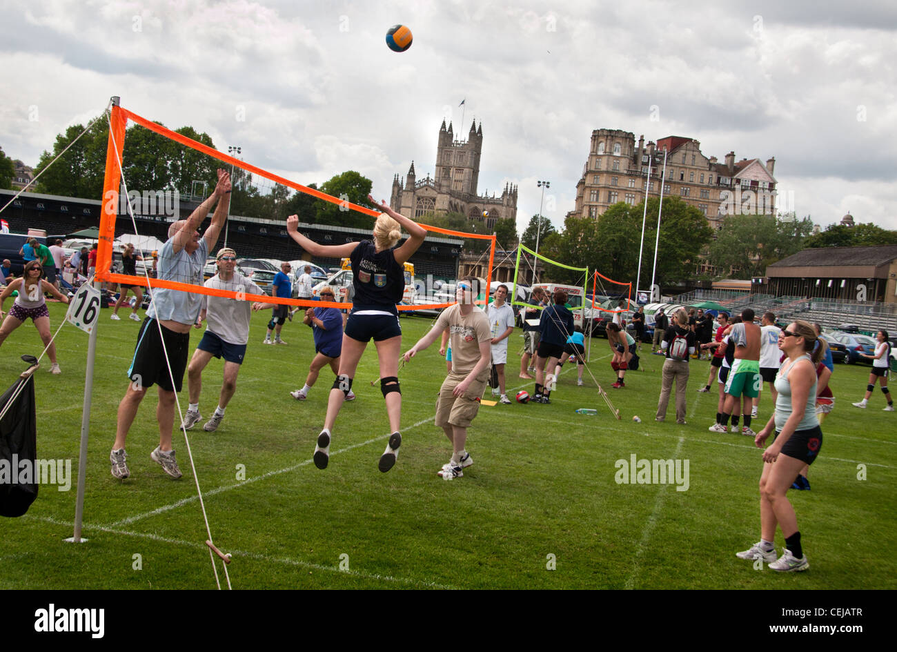 Teams competing in the 37th annual  Whitefield international Volleyball championships; Bath, July 2011. Stock Photo