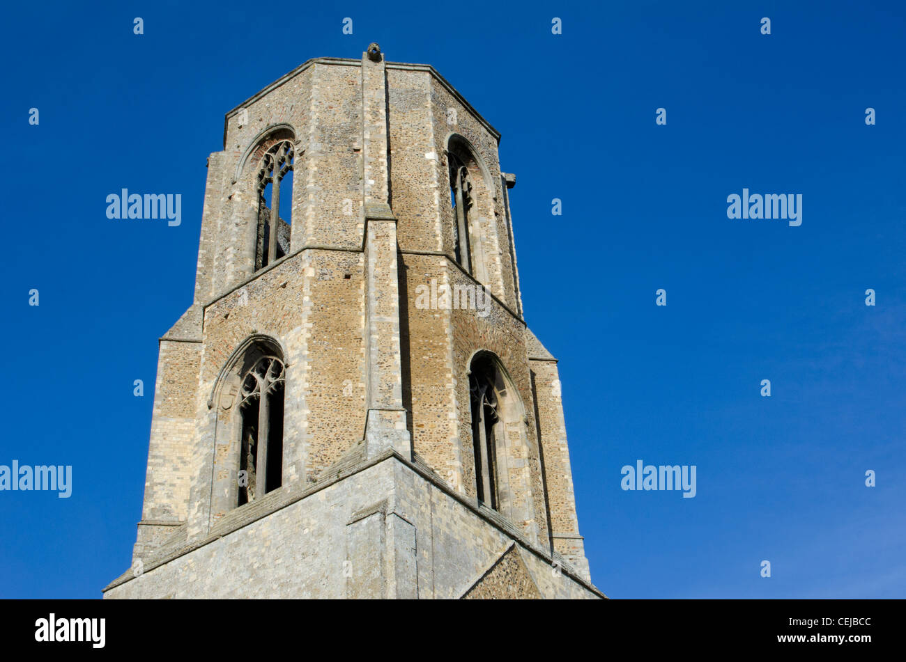 The ruined octagonal Central Tower completed in 1409, of Wymondham