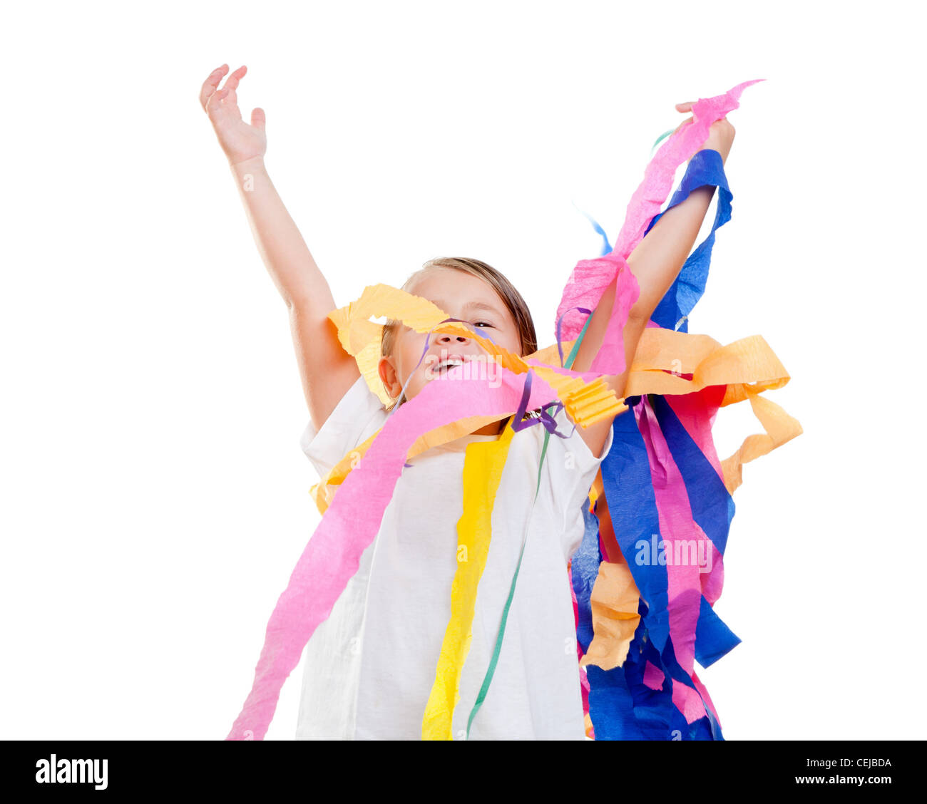 Messy Ribbon Colorfull children kid in a party with messy colorful paper ribbon Stock Photo ...