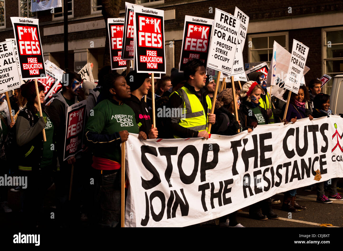 Students protesting against tuition fee increases on the NUS ...