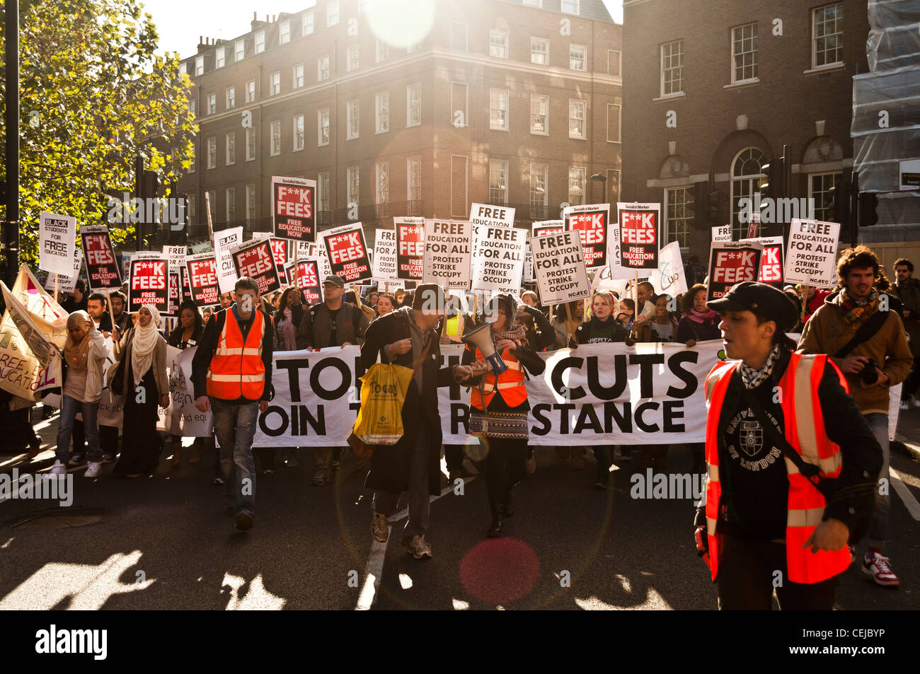Students protesting against tuition fee increases on the NUS ...