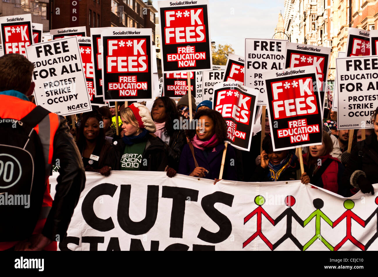 Student protesters on NUS demonstration against tuition fee rises and ...