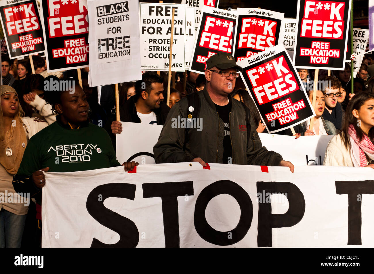 Student protesters on NUS demonstration against tuition fee rises and ...