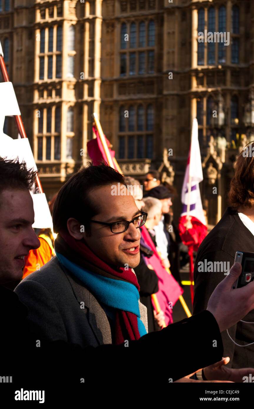 NUS President Aaron Porter on student protest that ended with students ransacking Tory HQ at 30 Millbank, London - Nov 10 2010. Stock Photo
