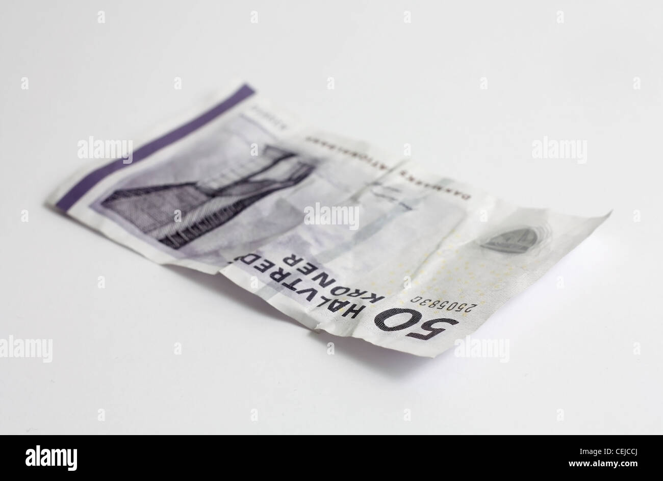 Danish coins and a note Stock Photo