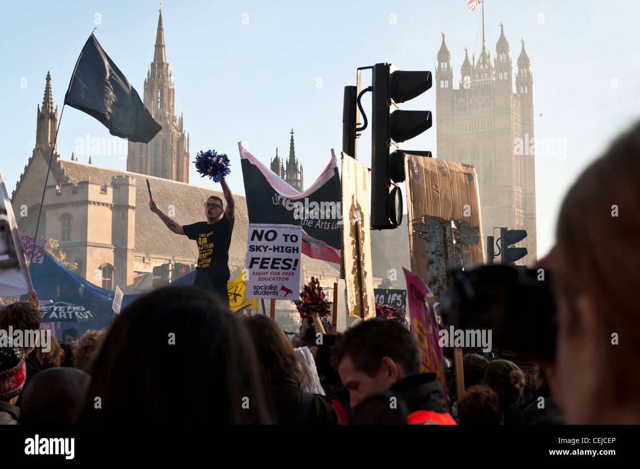 Students protesting against tuition fee increases on the NUS ...