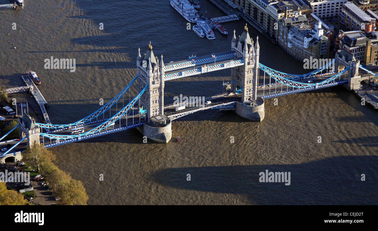 Aerial image of Tower Bridge, London Stock Photo