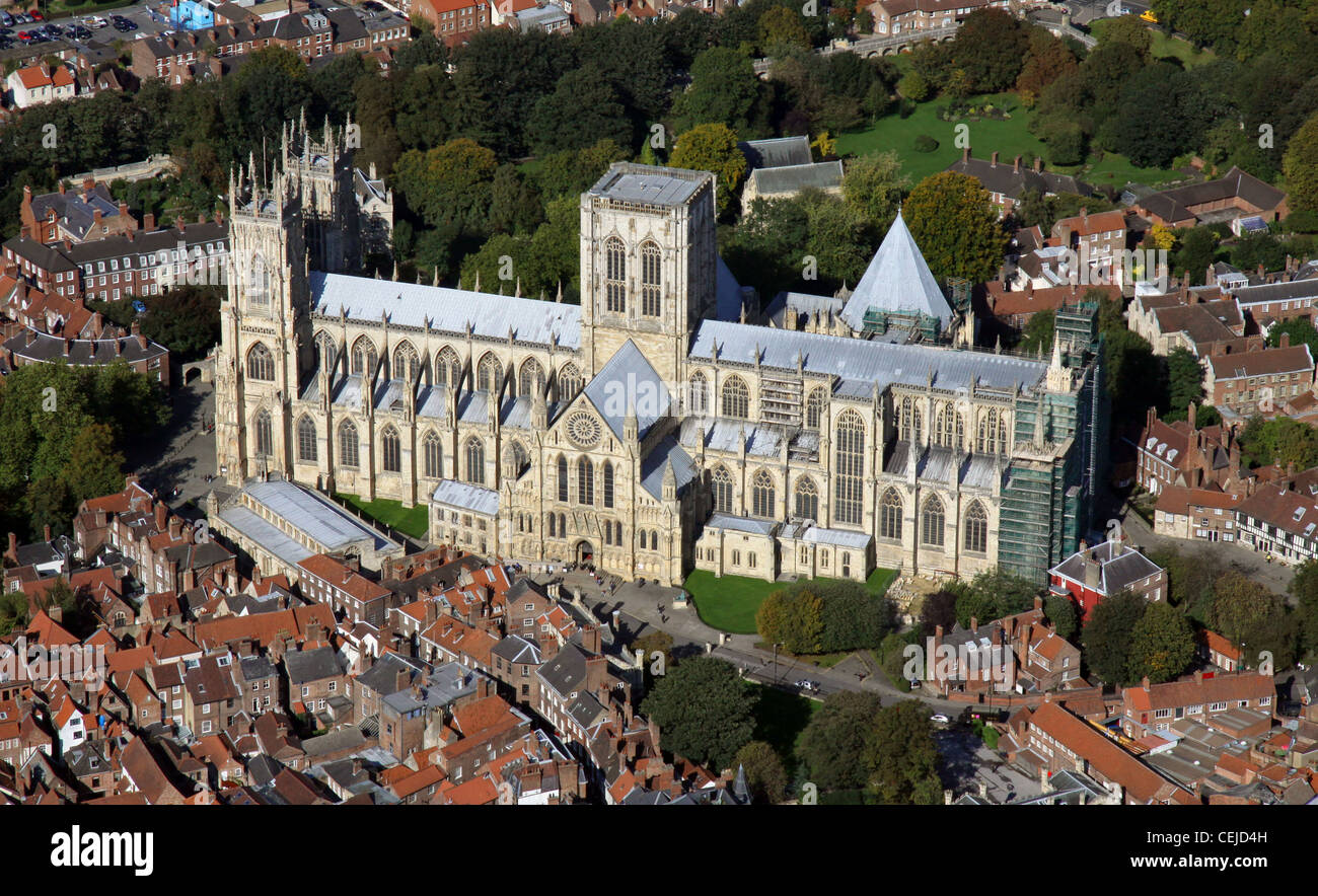 Aerial image of York Minster cathedral Stock Photo