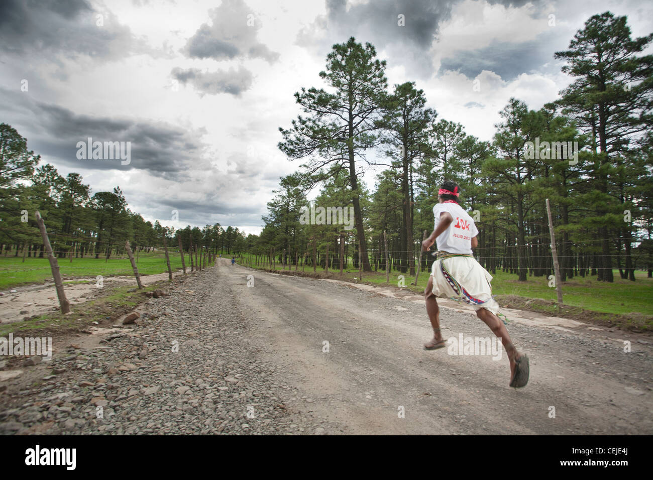 Tarahumara Runner Typically Dressed During A 10k Race At The Stock Photo Alamy