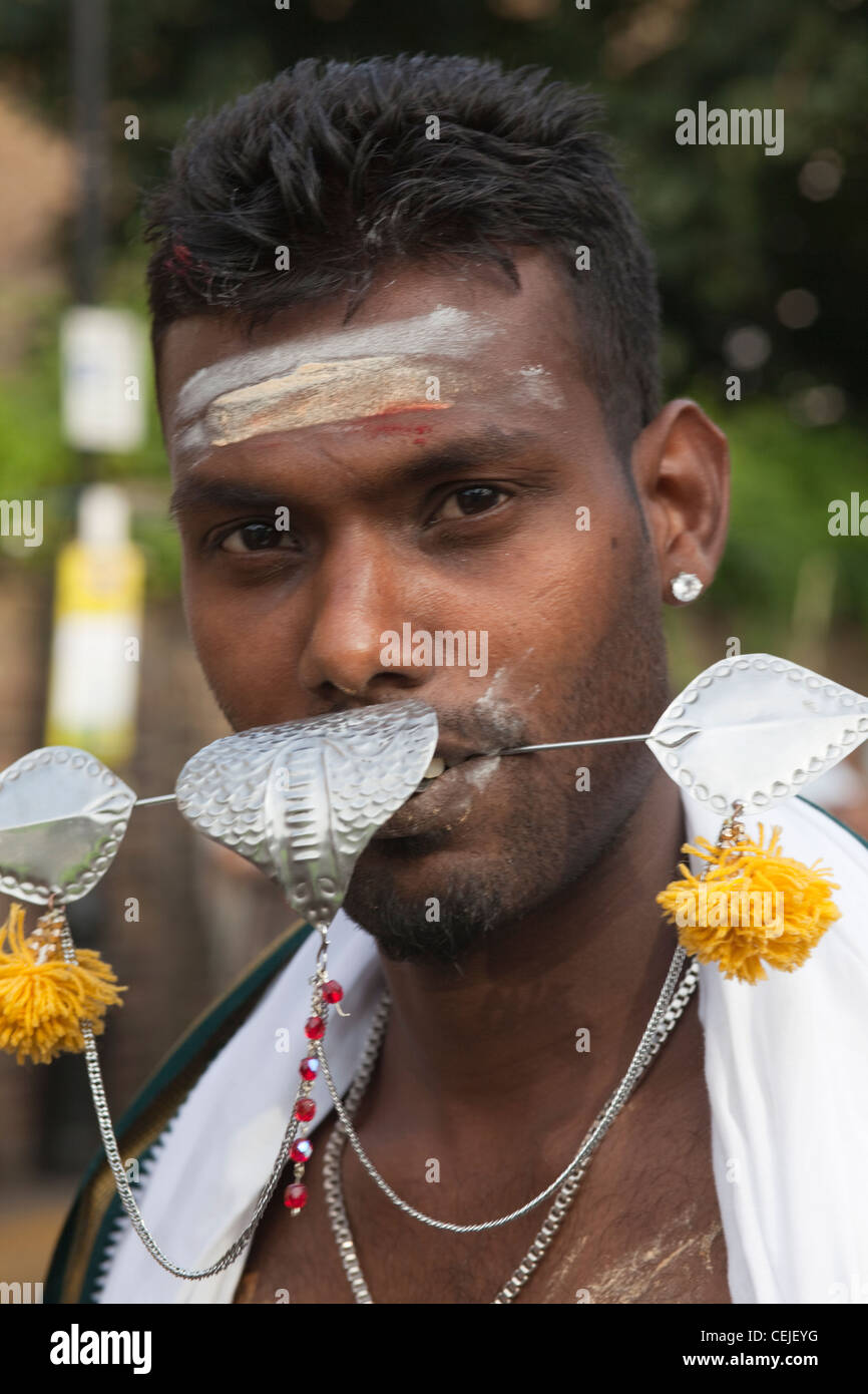 England,London, Ealing, Shri Kanaga Thurkkai Amman Temple, Chariot Festival Participants Stock Photo