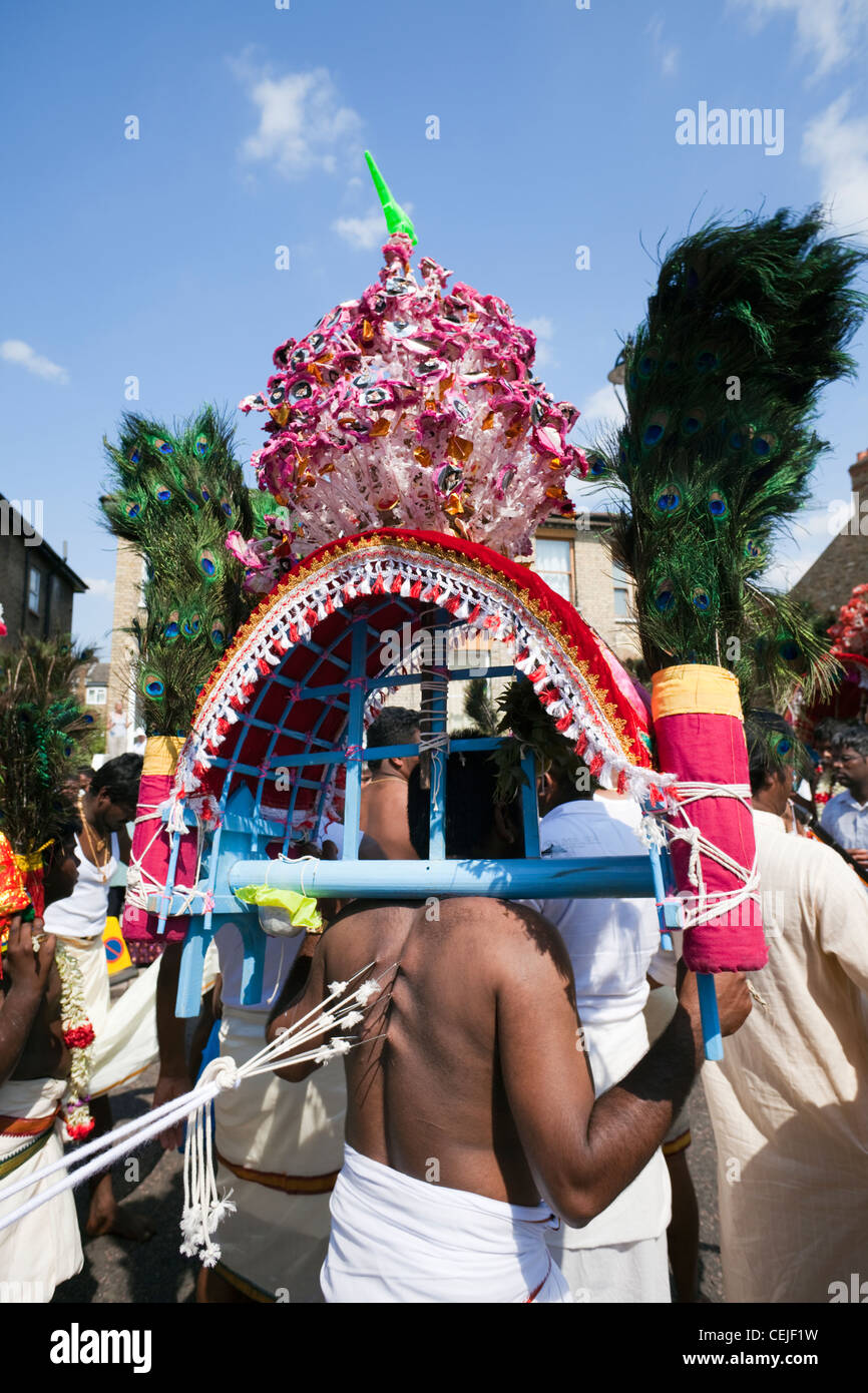England, London, Ealing, Shri Kanaga Thurkkai Amman Temple, Chariot Festival Participants Stock Photo