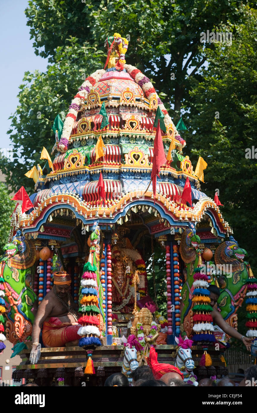 England, London, Ealing, Shri Kanaga Thurkkai Amman Temple, Chariot Festival Participants Stock