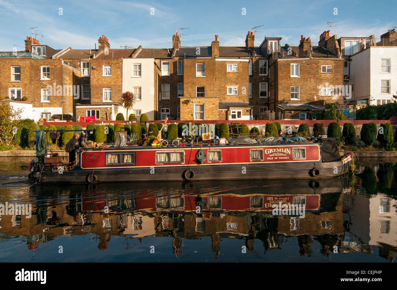 Houseboat on Grand Union Canal, Maida Vale, London, England, United Kingdom Stock Photo