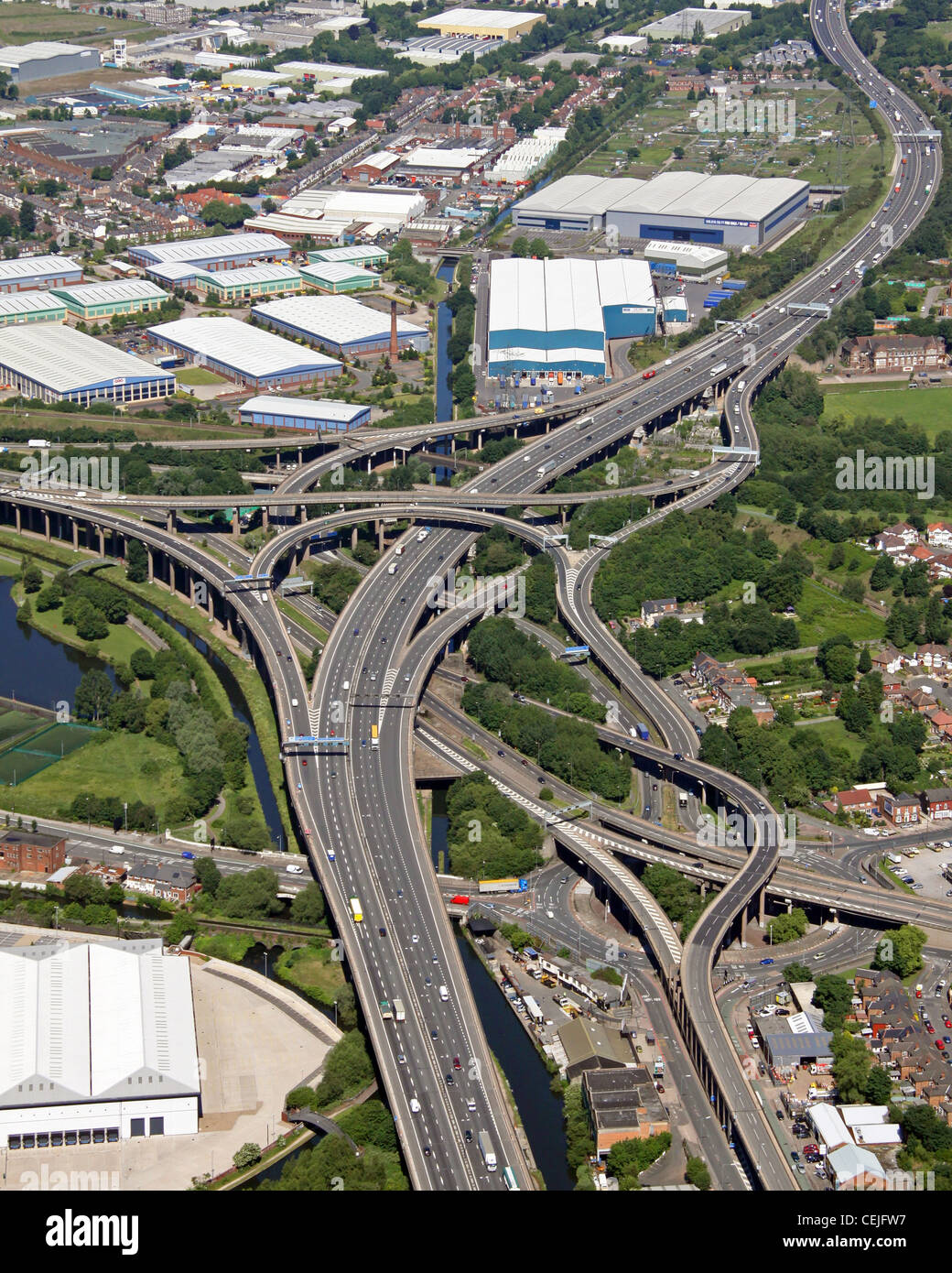 Aerial image of Spaghetti Junction M6 A38(M) road network Birmingham Stock Photo