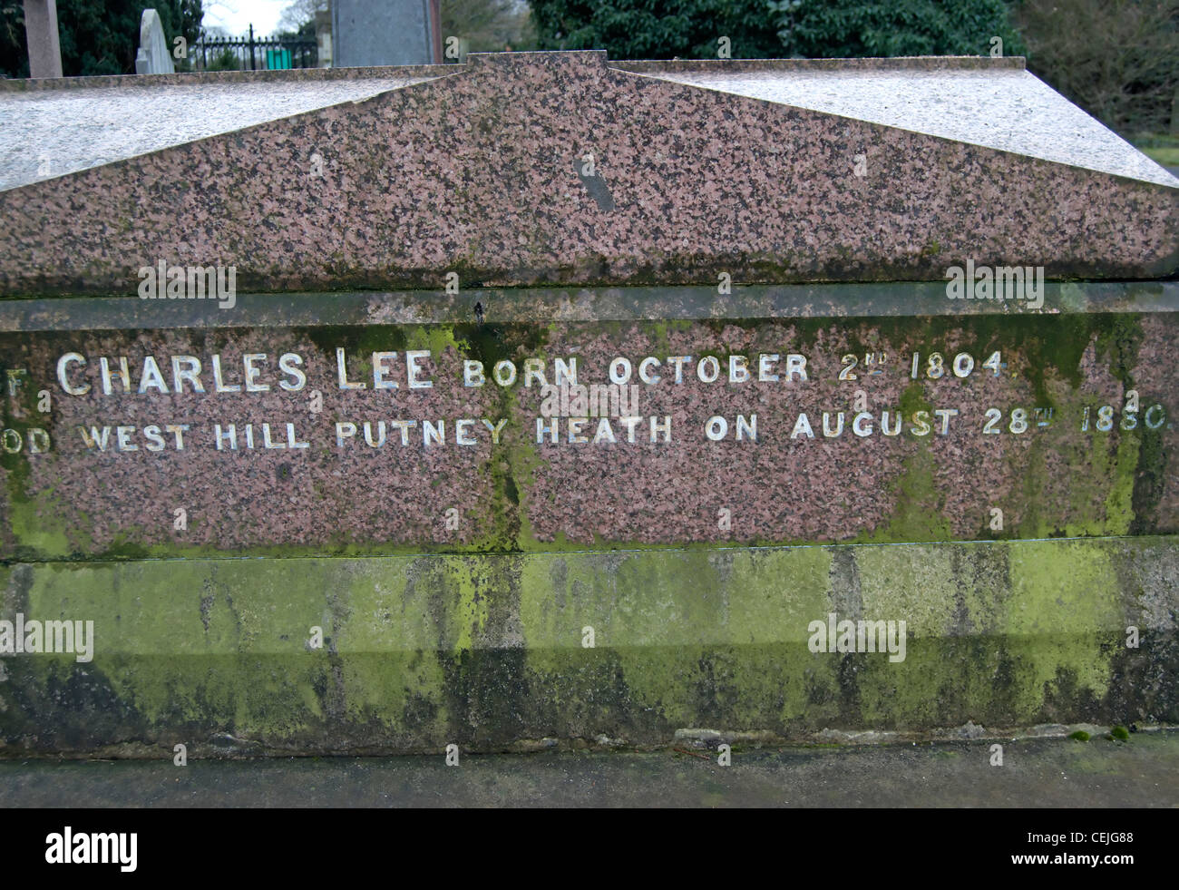 grave of architect charles lee at putney lower common cemetery, southwest london, england Stock Photo