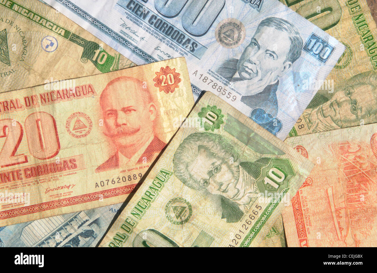 A display of the Nicaraguan currency Cordobas Stock Photo Alamy